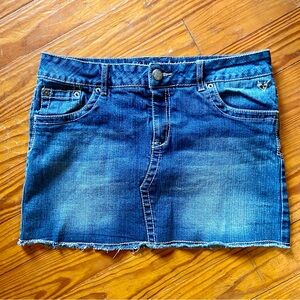 Justice Blue Casual Mini Skirt with Frayed Hem and Built In Shorts